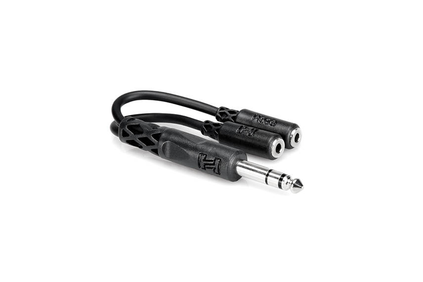 Y Cable - 1/4 Inch TRS to Dual 3.5mm TRSF