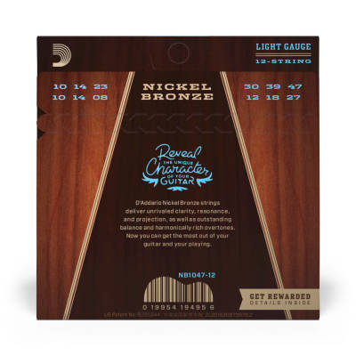 Nickel Bronze Acoustic Guitar Strings, Light 12-String, 10-47