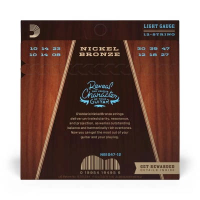 Nickel Bronze Acoustic Guitar Strings, Light 12-String, 10-47