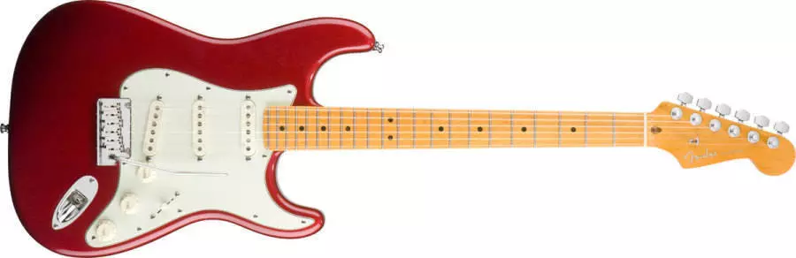 American Deluxe Strat - Maple V Neck in Candy Apple Red