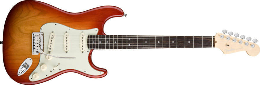American Deluxe Ash Strat - Rosewood Neck in Aged Cherry Burst