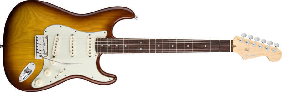 American Deluxe Ash Strat - Rosewood Neck in Tobacco Sunburst