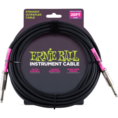 Ernie Ball - 20 Straight/Straight Instrument Cable - Black