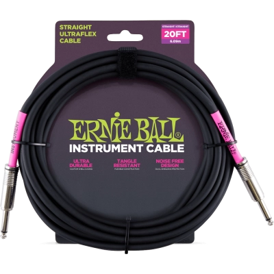 Ernie Ball - 20 Straight/Straight Instrument Cable - Black