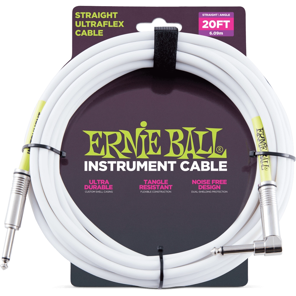 20\' Straight/Angle Instrument Cable - White