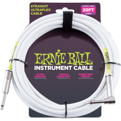 Ernie Ball - 20 Straight/Angle Instrument Cable - White