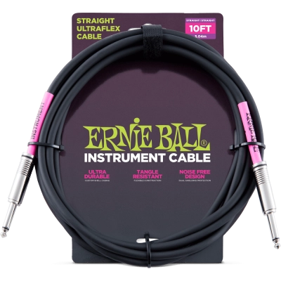 Ernie Ball - 10 Straight/Straight Instrument Cable - Black