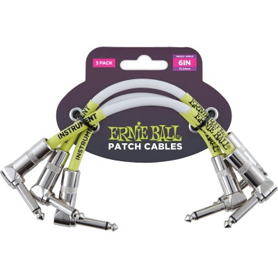 Ernie Ball - 6 Angle/Angle Patch Cable 3-Pack - White