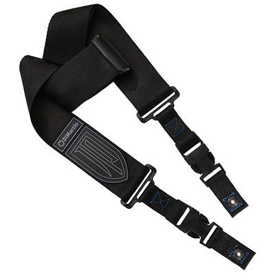 DiMarzio - John Petrucci Nylon ClipLock Guitar Strap, Custom Length - Black w/Blue Stitching