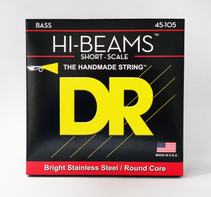 DR Strings - Hi-Beam Stainless Steel Bass Strings, Medium, Short Scale, 45-105