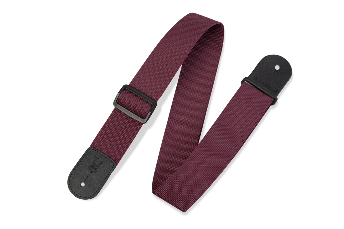 Polypropylene Guitar Strap with Leather Ends - Burgundy