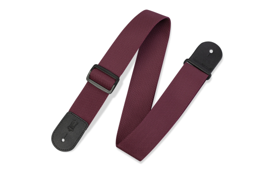 Levys - Polypropylene Guitar Strap with Leather Ends - Burgundy