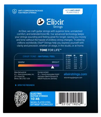 Electric Guitar Strings with OPTIWEB Coating, Light (.010-.046)