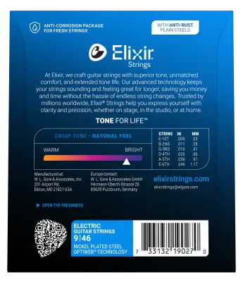 Electric Guitar Strings with OPTIWEB Coating, Custom Light (.009-.046)