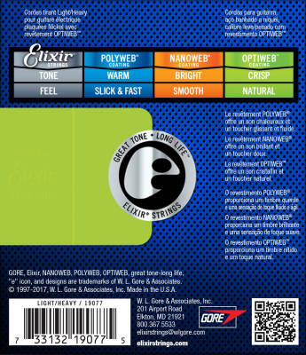 Electric Guitar Strings with OPTIWEB Coating, Light/Heavy (.010-.052)