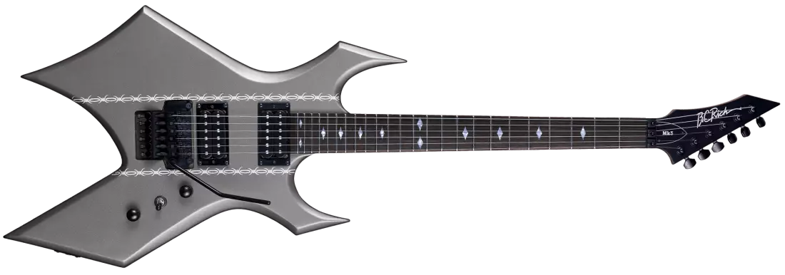 Mk3 Warlock 6-String Electric Guitar - Gunmetal with Barbed Wire Graphic