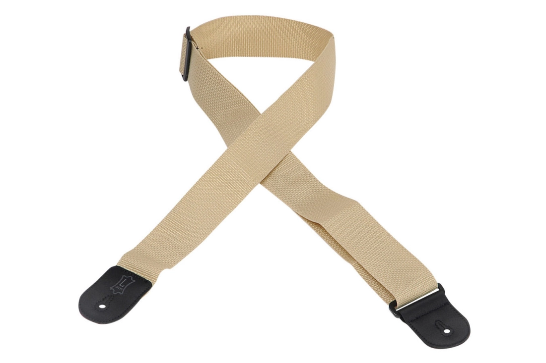 Polypropylene Guitar Strap with Leather Ends - Tan