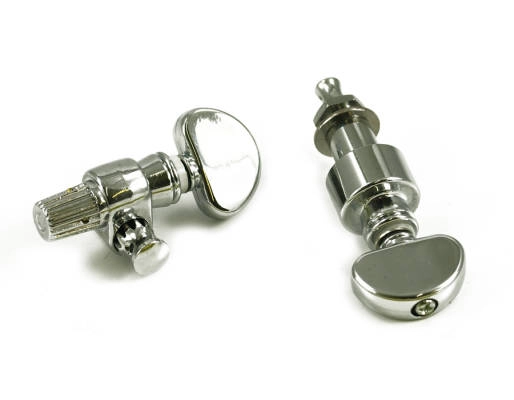 Grover - Geared Banjo Pegs wtih Metal Buttons - Chrome