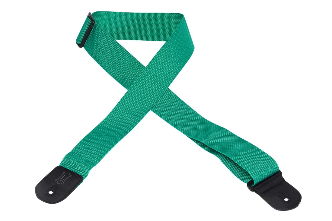 Polypropylene Guitar Strap with Leather Ends - Green