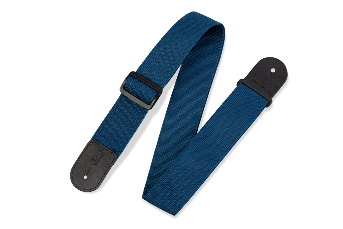 Polypropylene Guitar Strap with Leather Ends - Navy