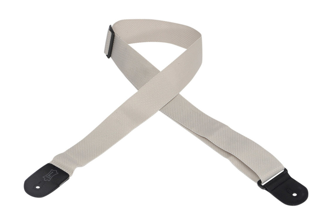 Polypropylene Guitar Strap with Leather Ends - Gray