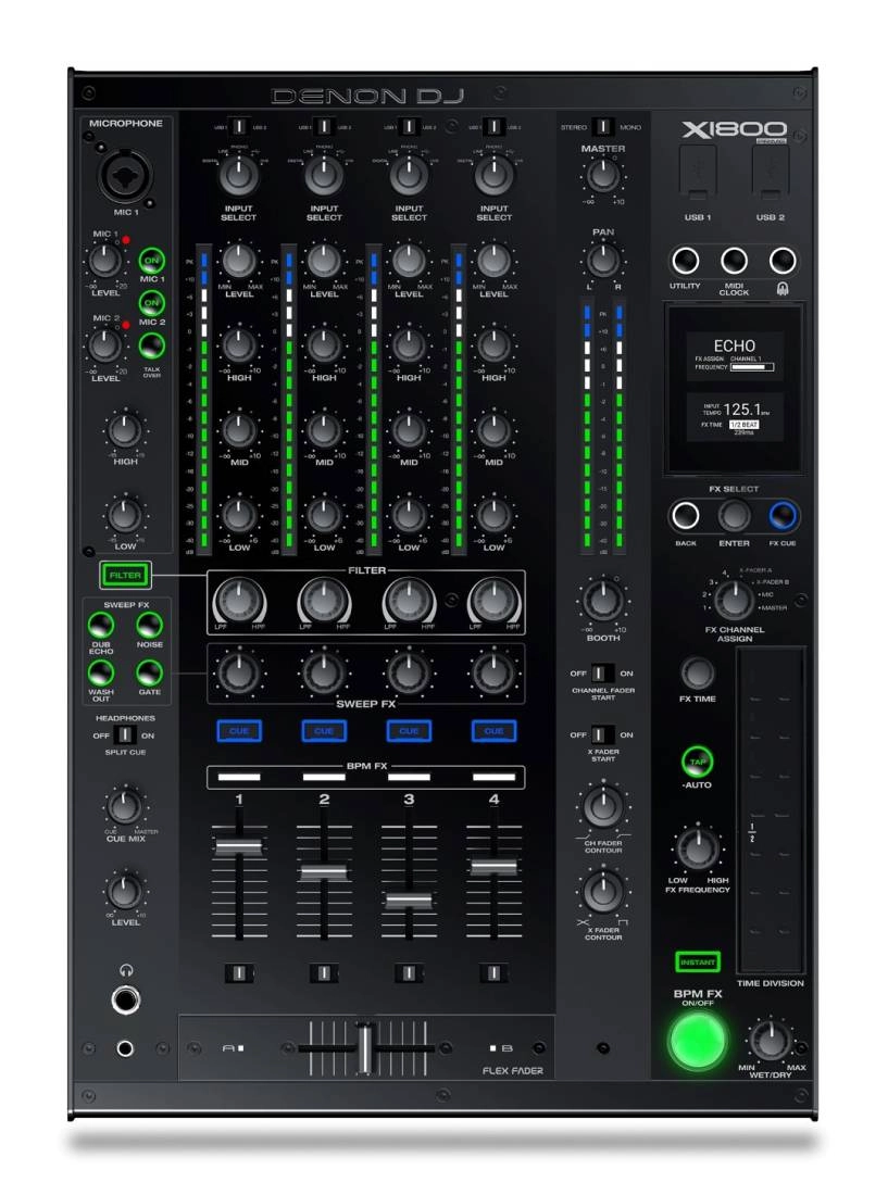 X1800 Prime Professional 4-Channel DJ Club Mixer