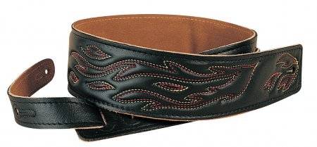L&M 2 1/2 Inch Garment Leather Strap with Flame - Black