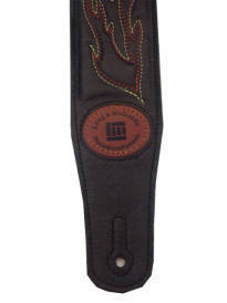 L&M 2 1/2 Inch Garment Leather Strap with Flame - Black