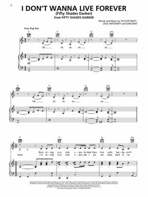 I Don\'t Wanna Live Forever (Fifty Shades Darker) - Swift/Antonoff/Dew - Piano/Vocal/Guitar - Sheet Music