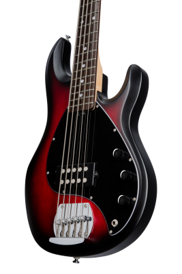 S.U.B. Ray5 Electric Bass Guitar -  Ruby Red Burst Satin