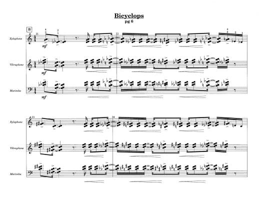 Bicyclops - Fleck/Steinquest - Xylophone/4.5 Octave Marimba/Vibes - Score/Parts