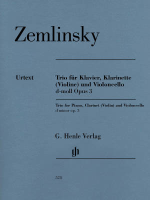 Trio for Piano, Clarinet (Violin) and Violoncello in D-minor Op. 3 - Zemlinsky/Rahmer - Score/Parts