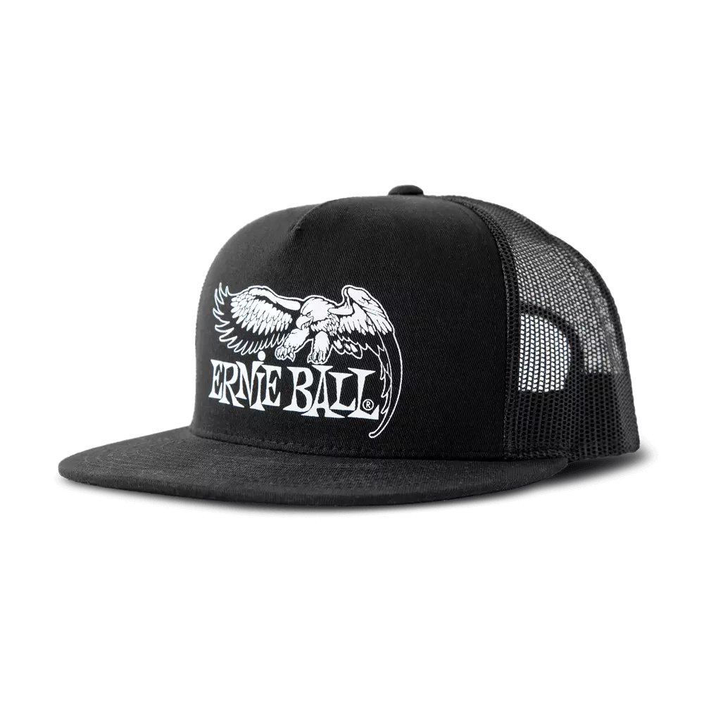 Black with White Ernie Ball Eagle Logo Hat