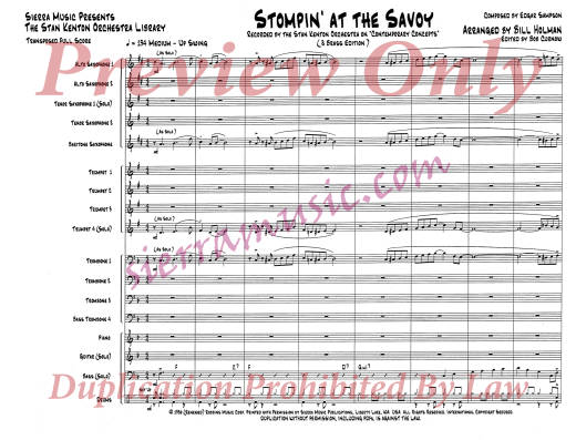 Stompin\' at the Savoy (Edited) - Sampson/Holman - Jazz Ensemble - Gr. Advanced
