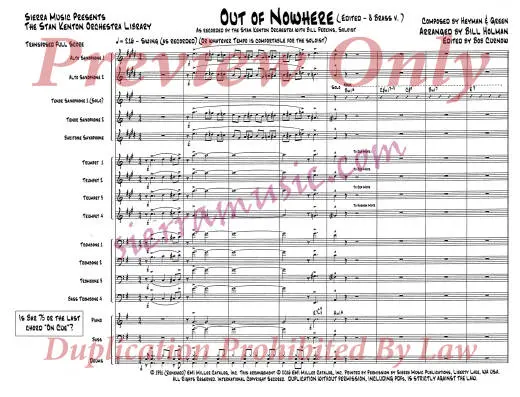 Out Of Nowhere (Edited) - Green/Heyman/Holman - Jazz Ensemble - Gr. Medium-Advanced