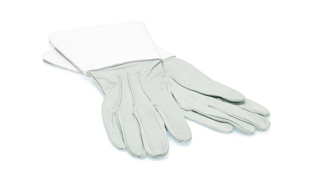 Marching Gauntlets, White Leather - Large