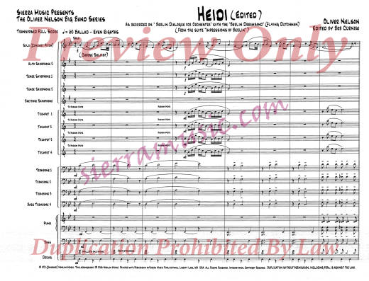 Heidi (Edited) - Nelson/Curnow - Jazz Ensemble - Gr. Medium-Easy