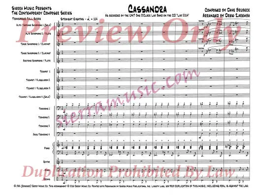 Cassandra - Brubeck/Zaremba - Jazz Ensemble - Gr. Medium-Advanced