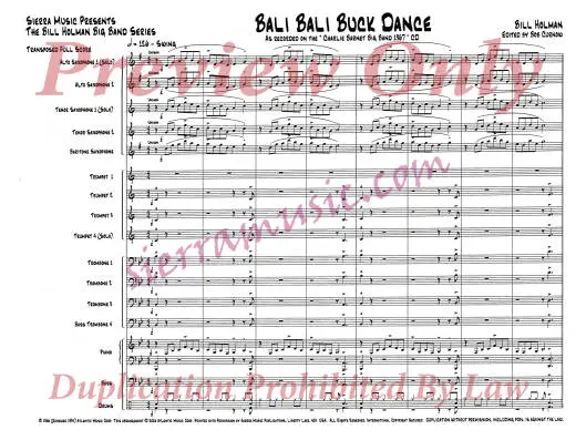 Bali Bali Buck Dance - Holman - Jazz Ensemble - Gr. Medium-Advanced