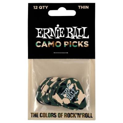 Ernie Ball - Plectres minces camouflages - Paquet de 12