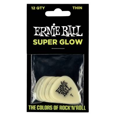 Ernie Ball - Plectres minces Super Glow - Paquet de 12