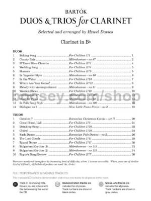 Duos & Trios for Clarinet - Bartok/Davies - Clarinet Duets - Book/CD