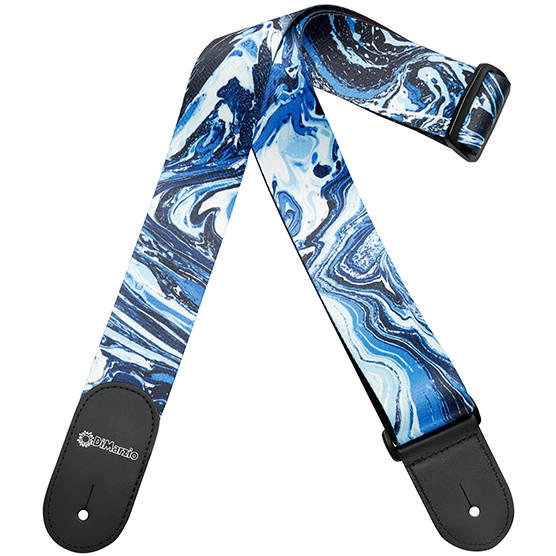 Steve Vai Guitar Strap, Universe Print with Leather Ends - Blue Universe