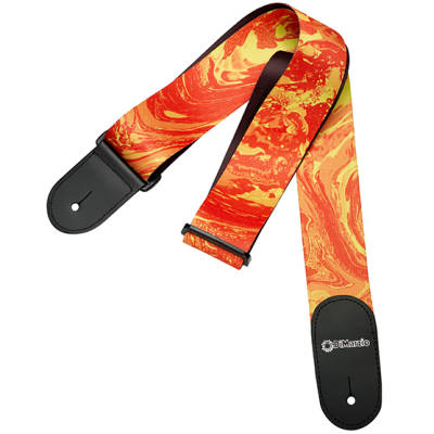 DiMarzio - Steve Vai Guitar Strap, Universe Print with Leather Ends - Orange Universe