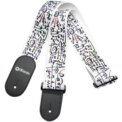 Steve Vai Art Print Guitar Strap with Leather Ends - White