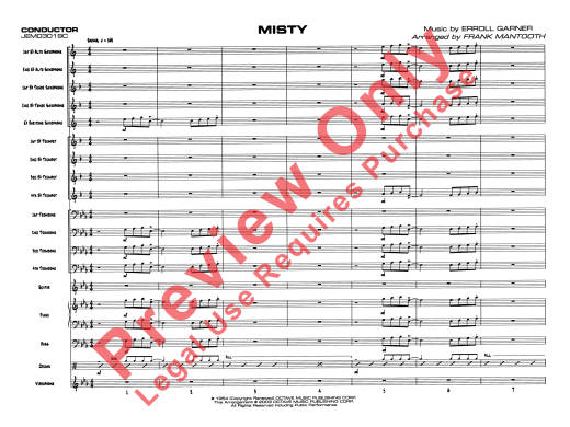 Misty - Garner/Mantooth - Jazz Ensemble - Gr. 3