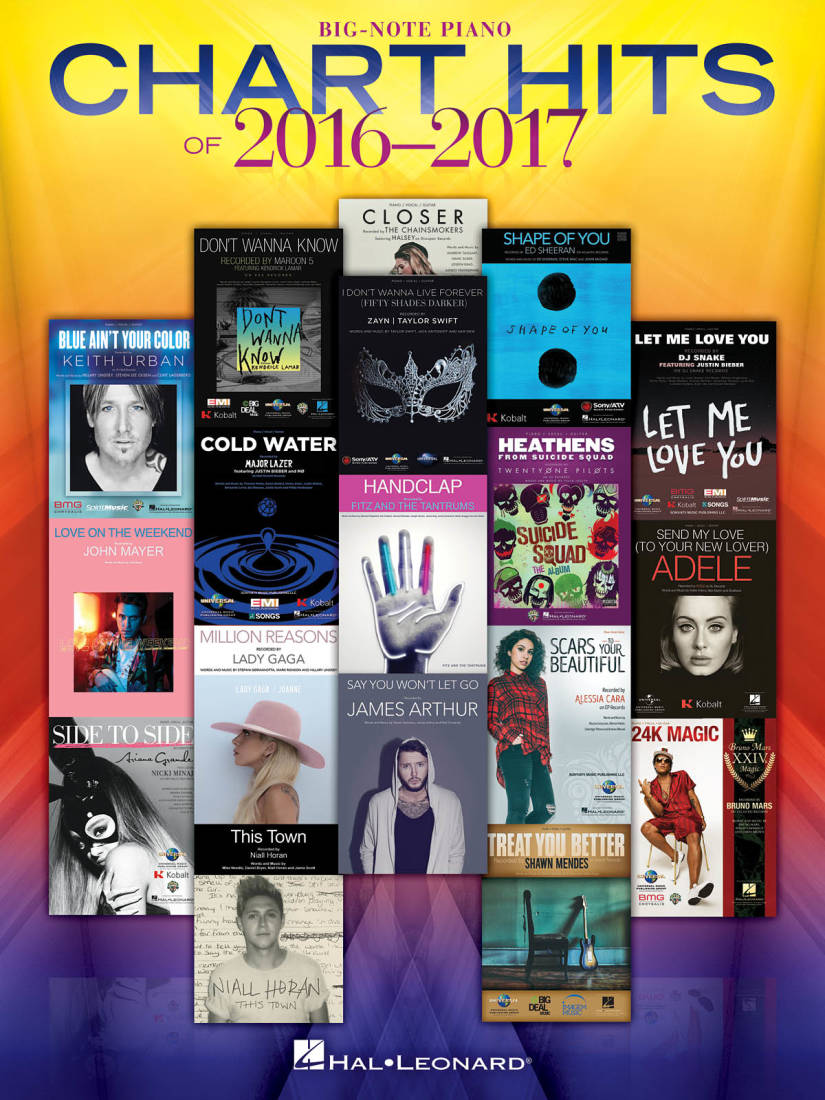 Chart Hits of 2016-2017 - Big Note Piano - Book