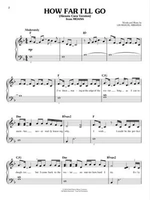 How Far I\'ll Go (from Moana) - Miranda - Easy Piano