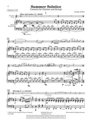 Summer Solstice: Concerto for Clarinet and Strings - Dorff - Clarinet/Piano Reduction - Sheet Music