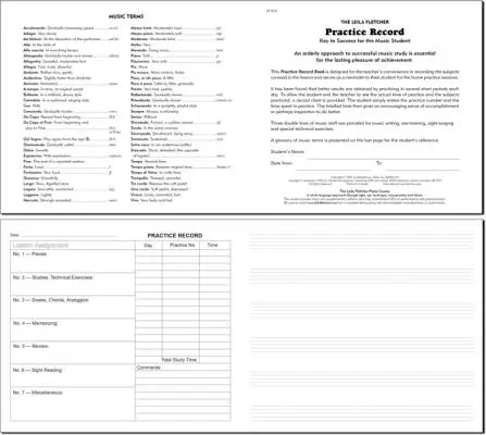 Leila Fletcher Practice Record Book - Piano